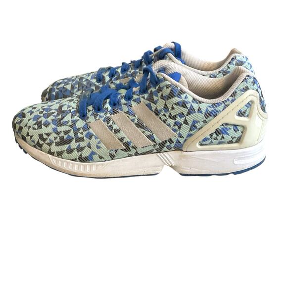 adidas ZX Flux Men's 8.5 Blue Green Geometric Weave Multicolor Torsion Sneakers - Picture 11 of 16